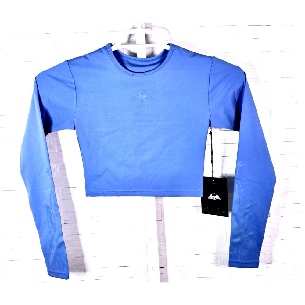Civil Regime‎ Electric Blue  Eternal Flame Jane Long Sleeve Crop Top Size Small